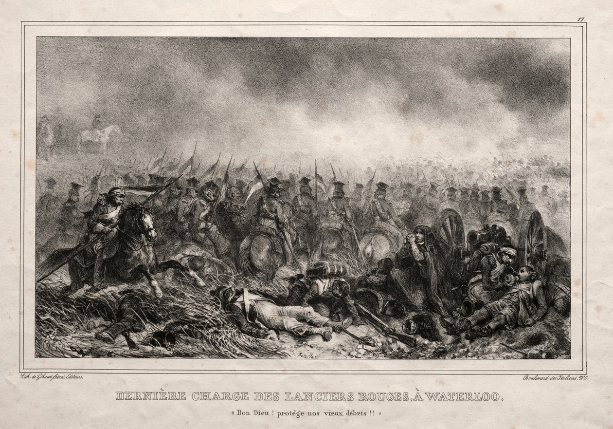 Poslední útok Red Lancerů ve Waterloo od Auguste Raffet