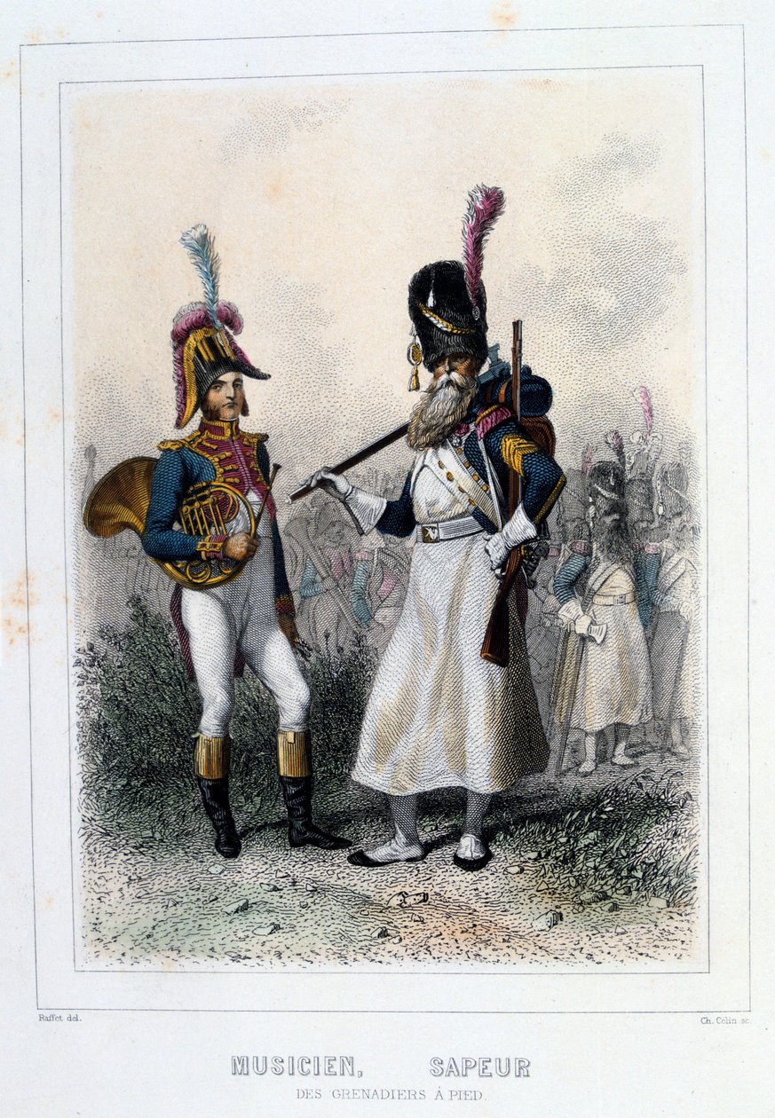 Hudebník a sapper of the Grenadiers-à-Pied, 1859. od Auguste Raffet
