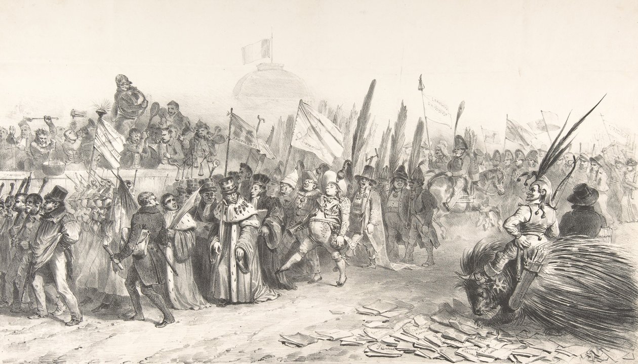 The Grand Review of the Juste-Milieu Passing La Caricature, 30. října 1832 Gran..., říjen 1832 od Auguste Raffet
