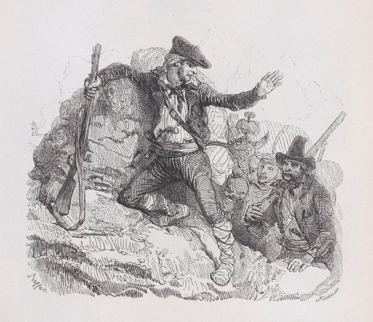 Pašeráci, z The Complete Works of Béranger, 1836 od Auguste Raffet
