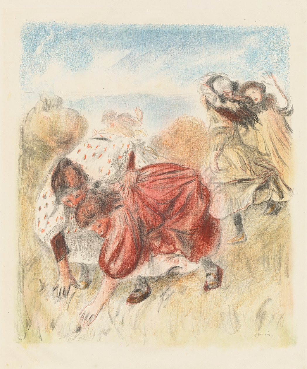 Děti hrají míč od Auguste Renoir