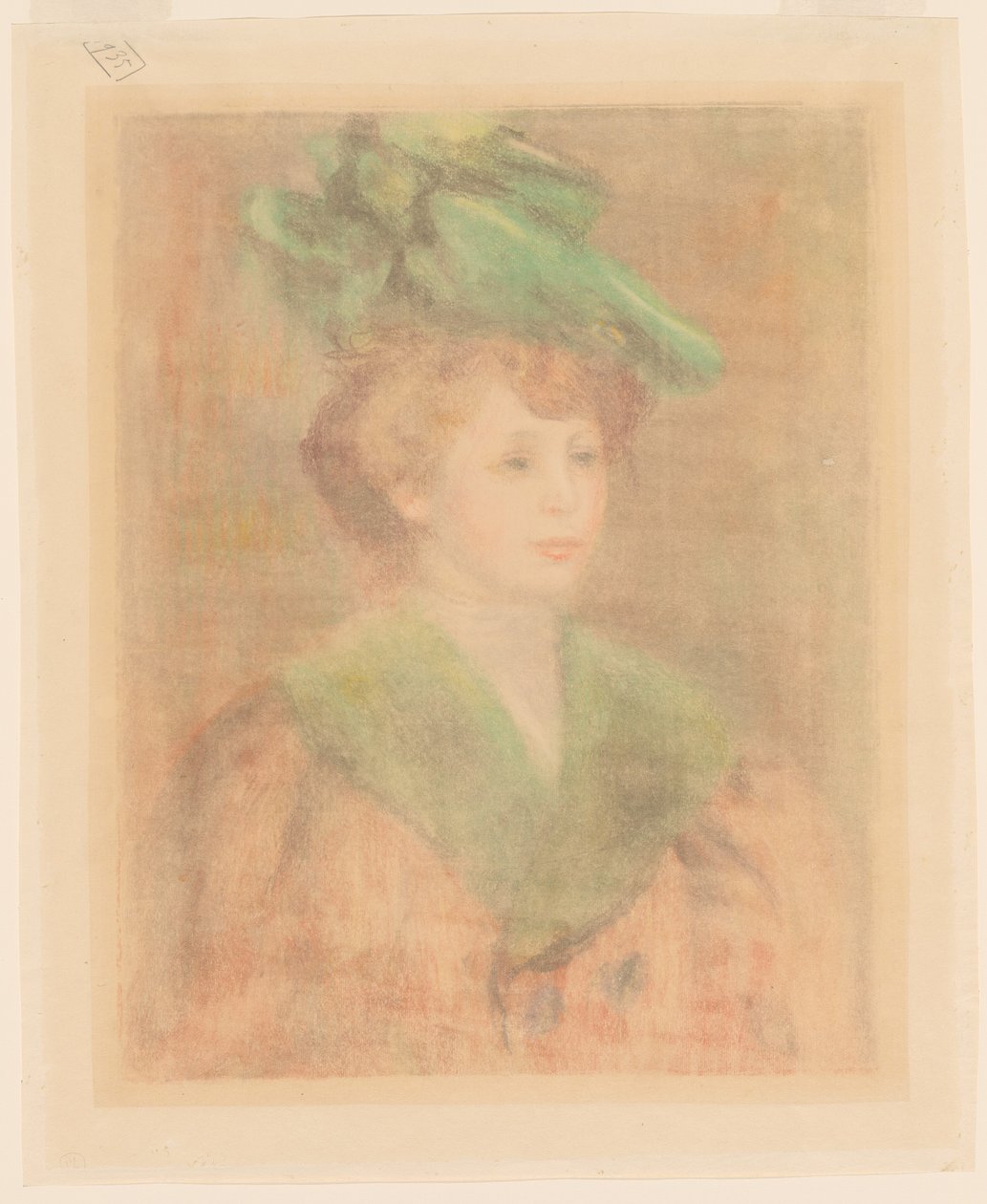 Dáma se zeleným kloboukem (Mlle. Dieterle?) od Auguste Renoir