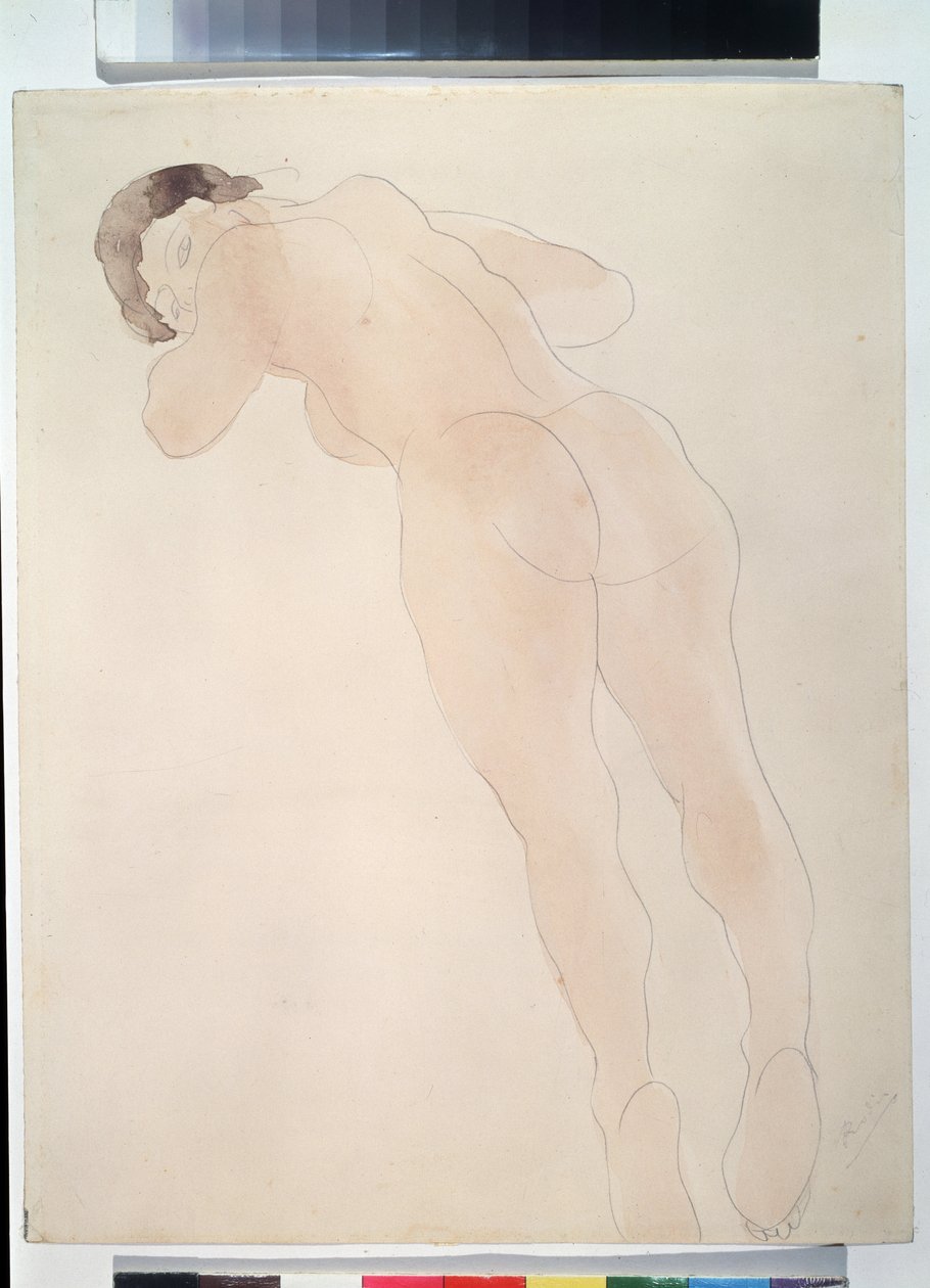 ""Nu"" (Nahá) Ležící nahá žena. Akvarel od Auguste Rodina (1840-1917) 1900-1908 Puškinovo muzeum, Moskva od Auguste Rodin