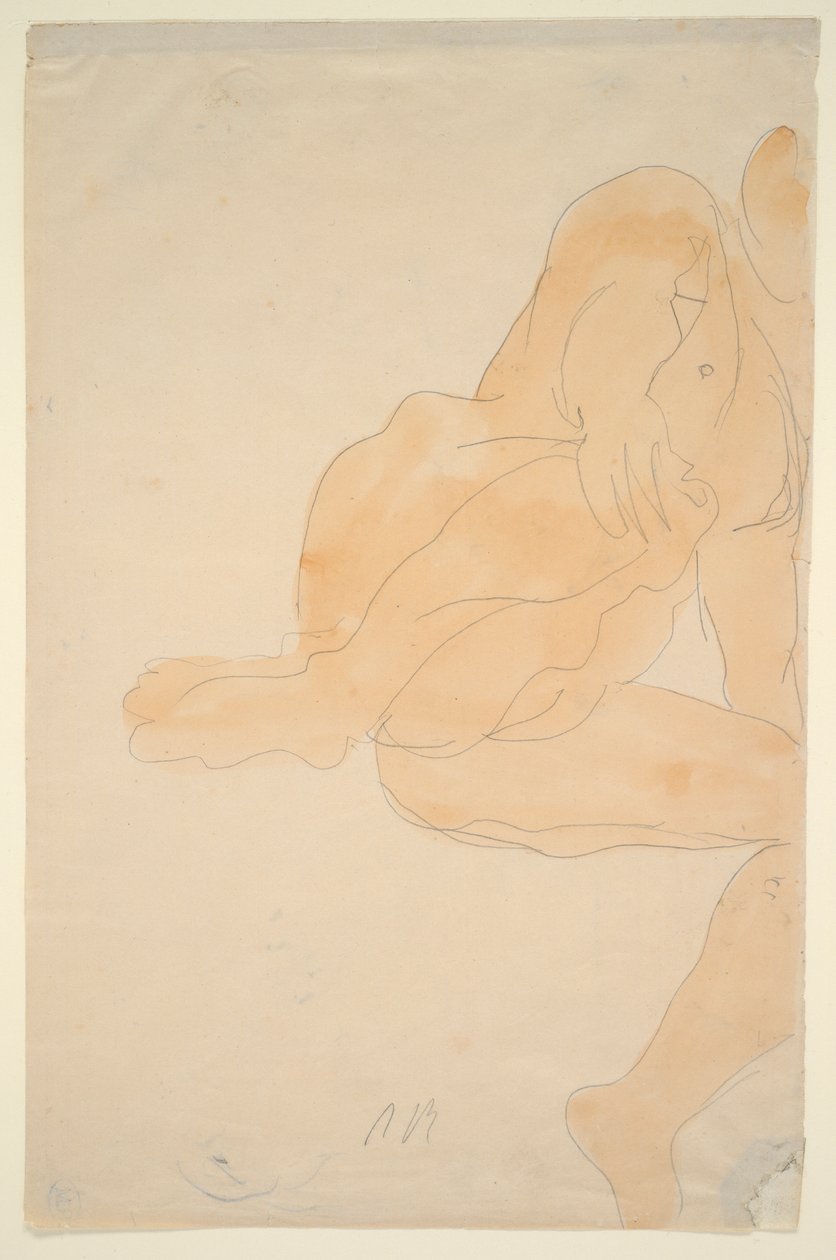 Nahý sedí, koleno zvednuté od Auguste Rodin