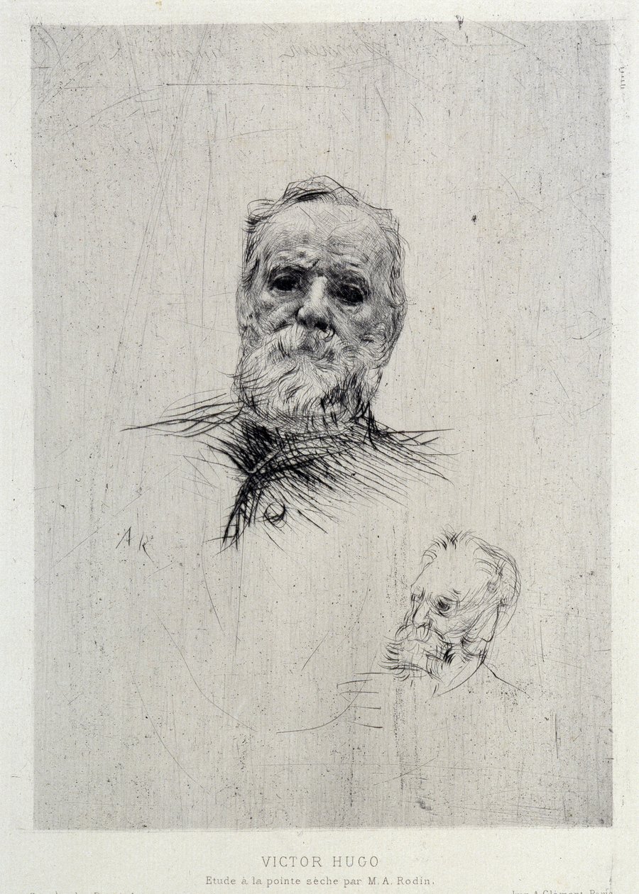 Portrét Victora Huga (1802-1885), ilustrace z The Gazettes de beaux Arts od Auguste Rodin