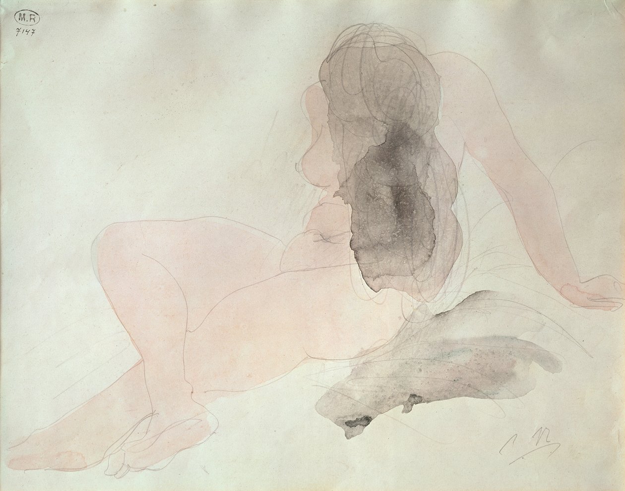 Sedící akt s rozcuchanými vlasy od Auguste Rodin