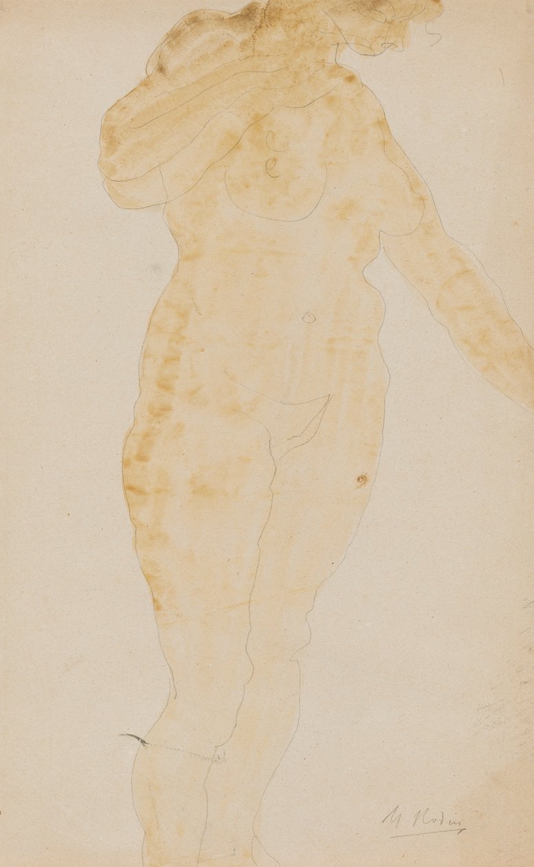 Stojící žena nahá, levá paže prodloužená od Auguste Rodin