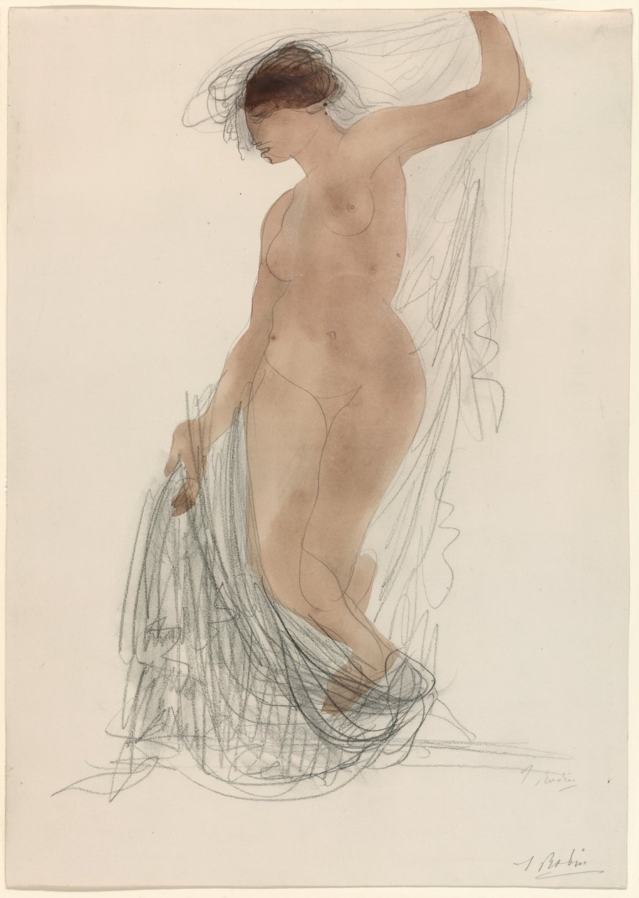 Stojící akt se závěsy od Auguste Rodin