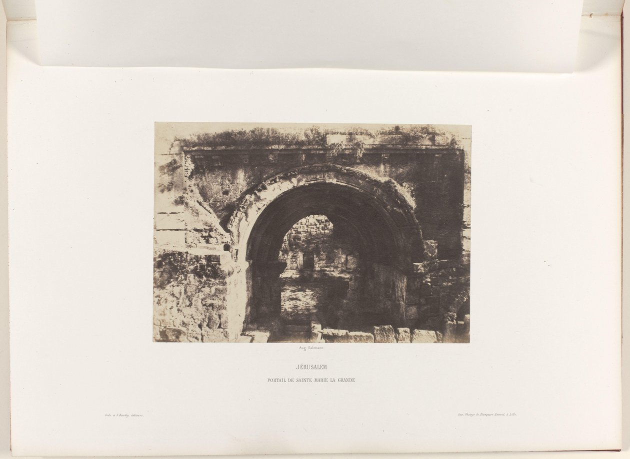Oblouk kostela Panny Marie Latinské, Jeruzalém Jeruzalém. Portal de Sainte Marie la Grande (název na objektu) od Auguste Salzmann