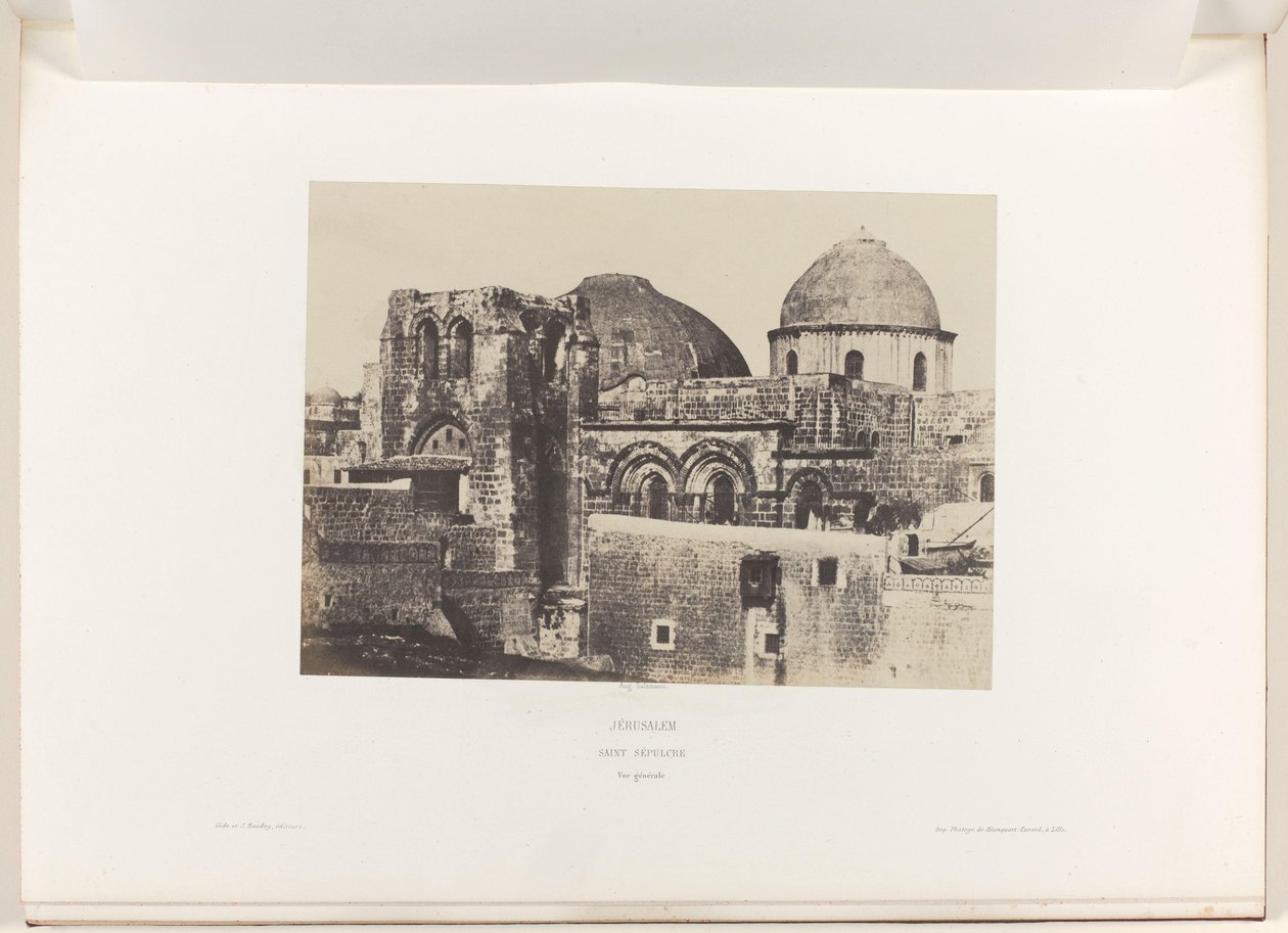 Pohled na kostel Božího hrobu v Jeruzalémě Jeruzalém. Saint Sepulcre. Vue generale (název na objektu) od Auguste Salzmann