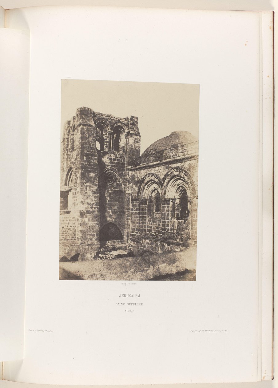 Věž kostela Božího hrobu v Jeruzalémě Jeruzalém. Saint Sepulcre. Clocher (název na objektu) od Auguste Salzmann
