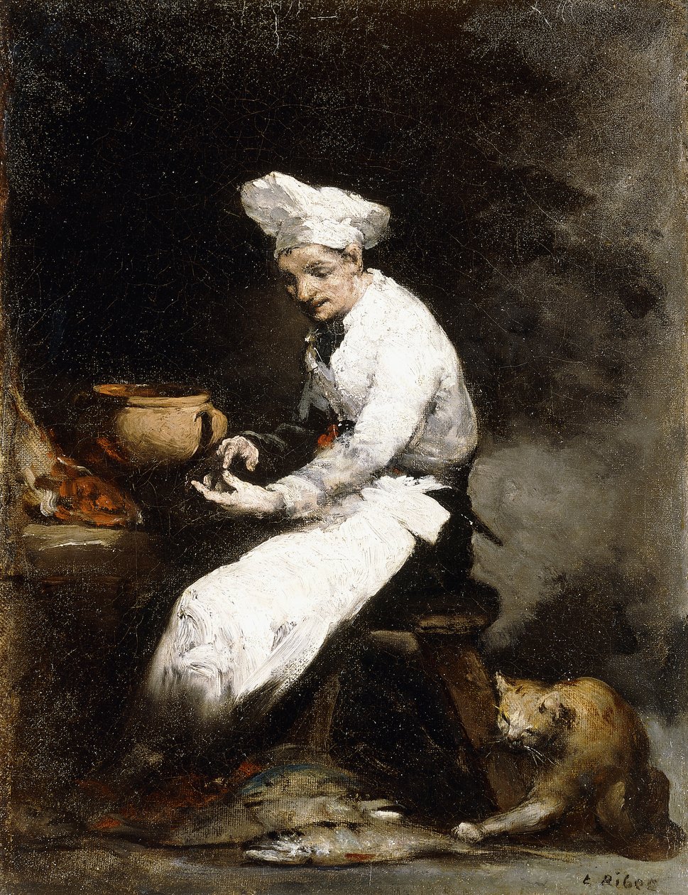 Kuchař a kočka, od Auguste Theodule Ribot