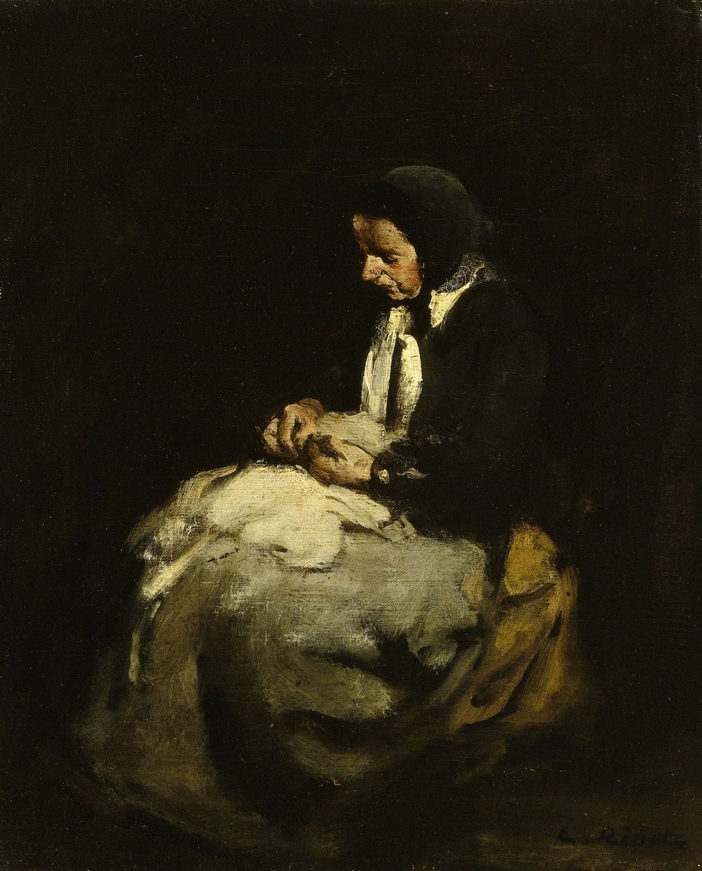 Žena šije od Auguste Theodule Ribot