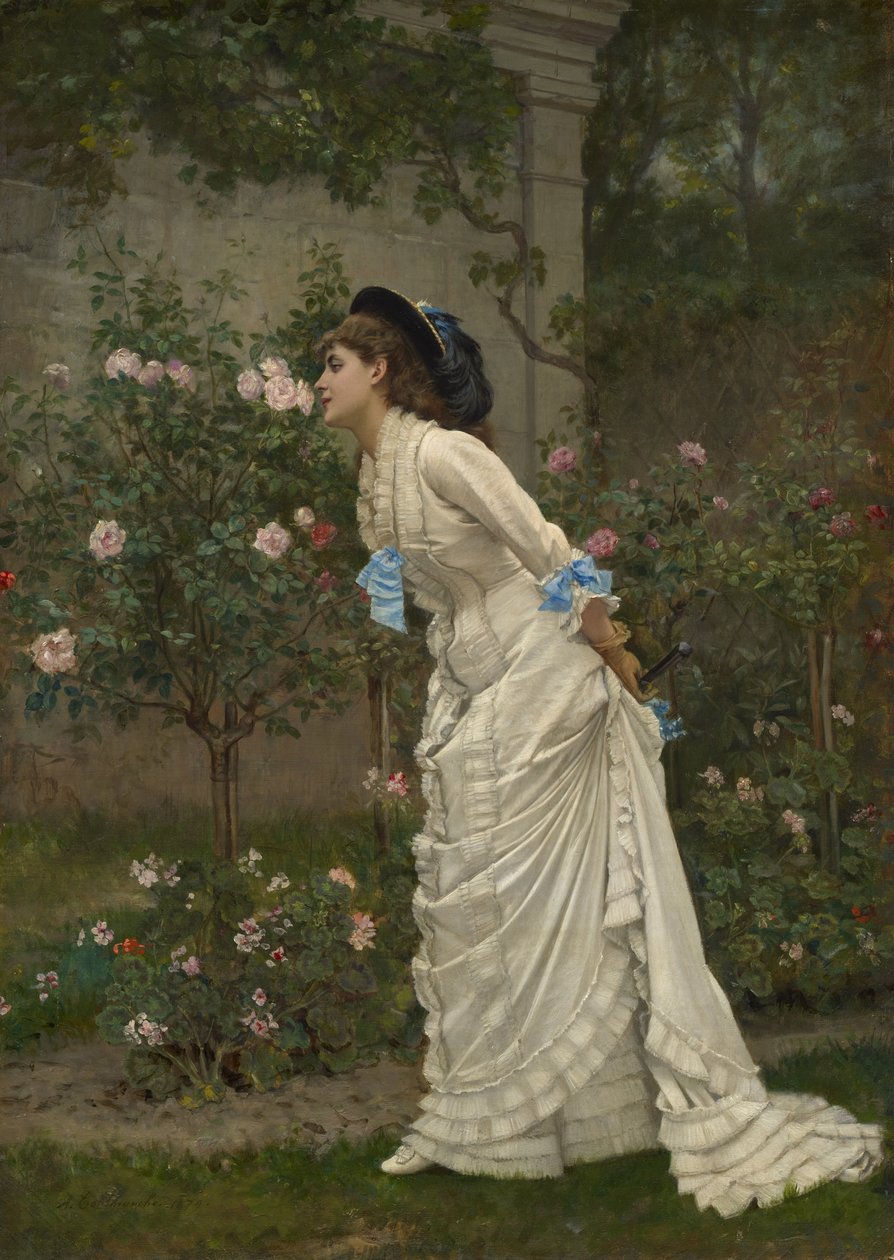 Žena a růže, 1879 od Auguste Toulmouche