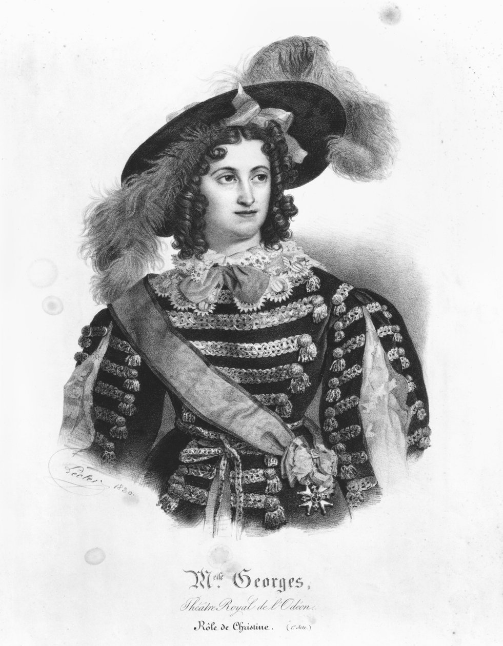 Mademoiselle George v roli švédské královny Kristiny z 