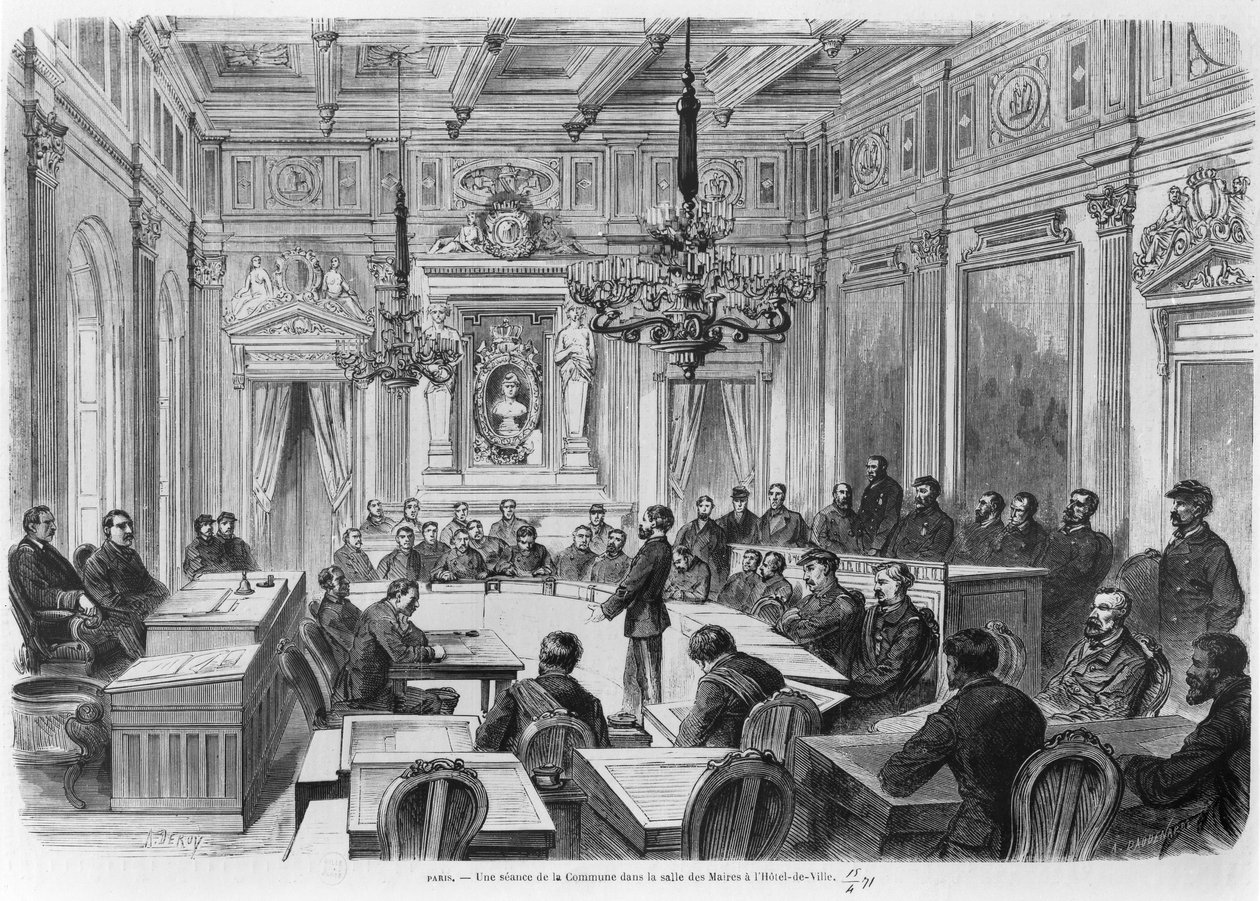 Členové komuny na zasedání v Hotel de Ville, Salle des Maires, Paříž, 1871 od Auguste Victor Deroy