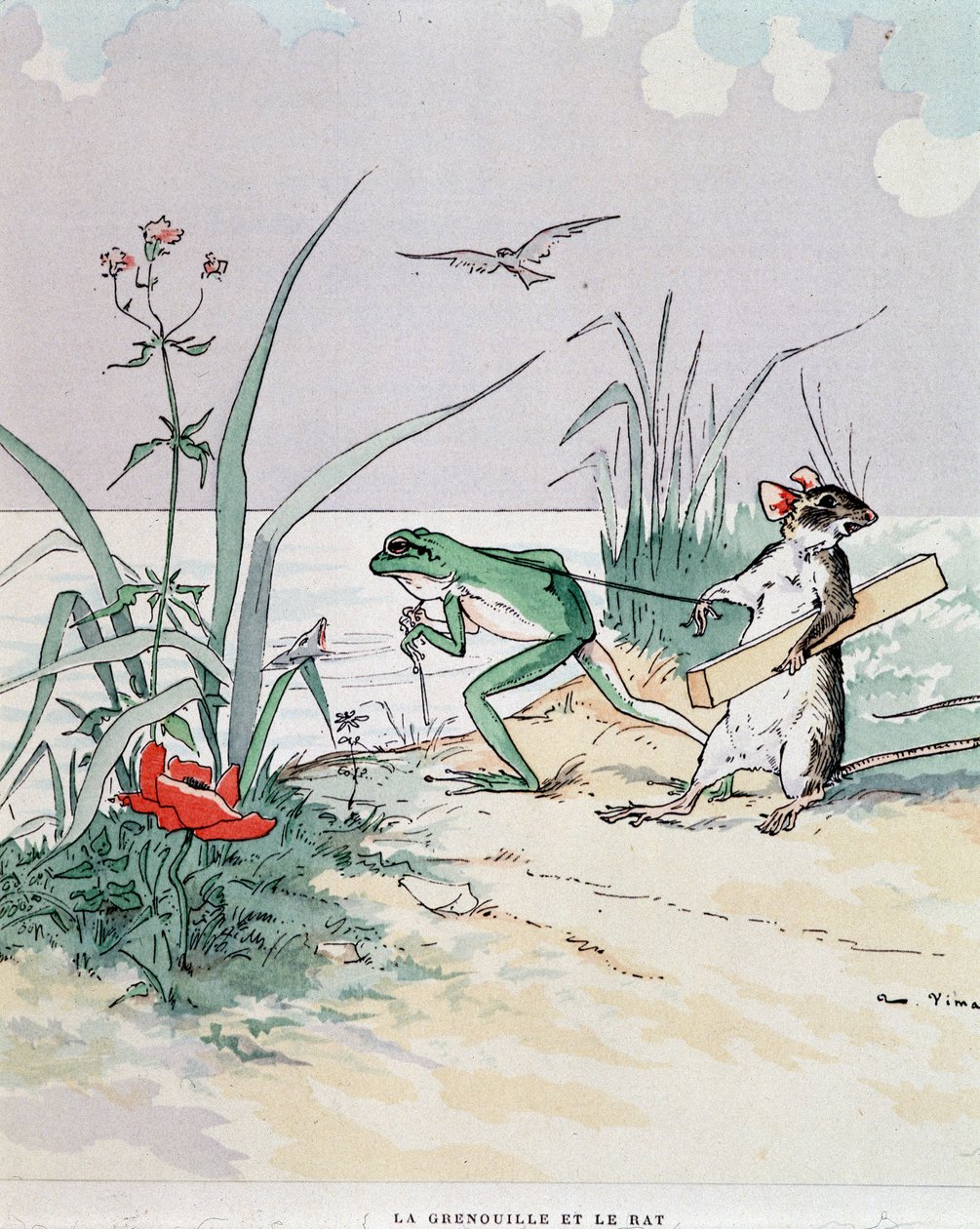 Žába a rata - v „“ Fables de La Fontaine“, nemocný. od Auguste Vimara (1851-1916), Tours, v A, Mame & Son od Auguste Vimar