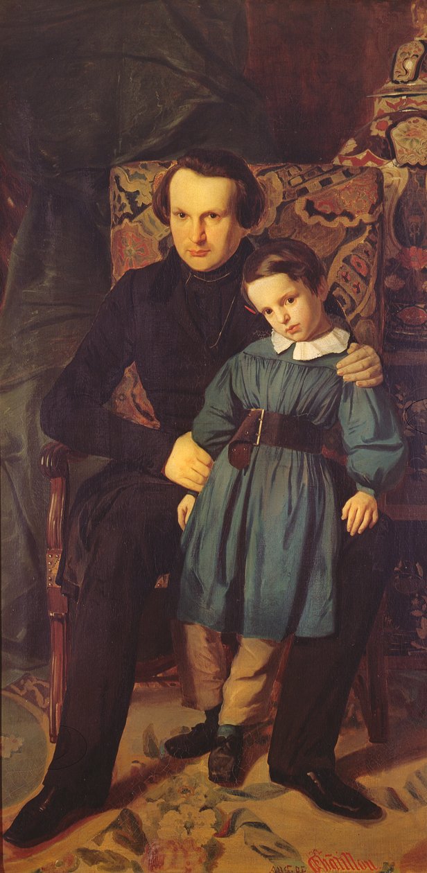Victor Hugo (1802-85) a jeho syn, Francois-Victor, 1836 od Auguste de Chatillon