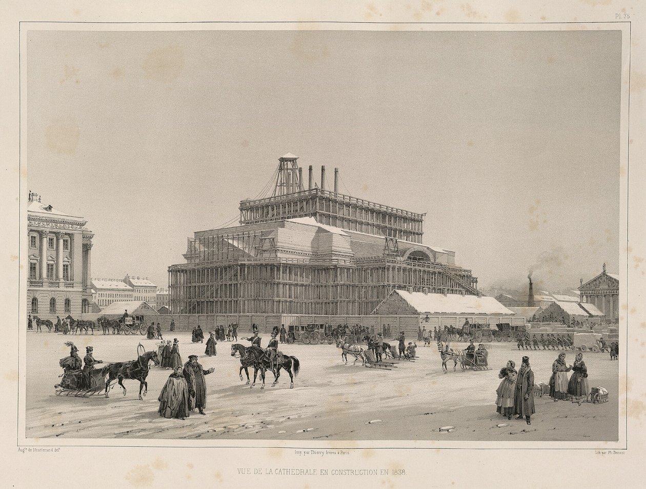 Stavební práce cca 1838 Od: Stavba katedrály svatého Izáka, 1845 od Auguste de Montferrand