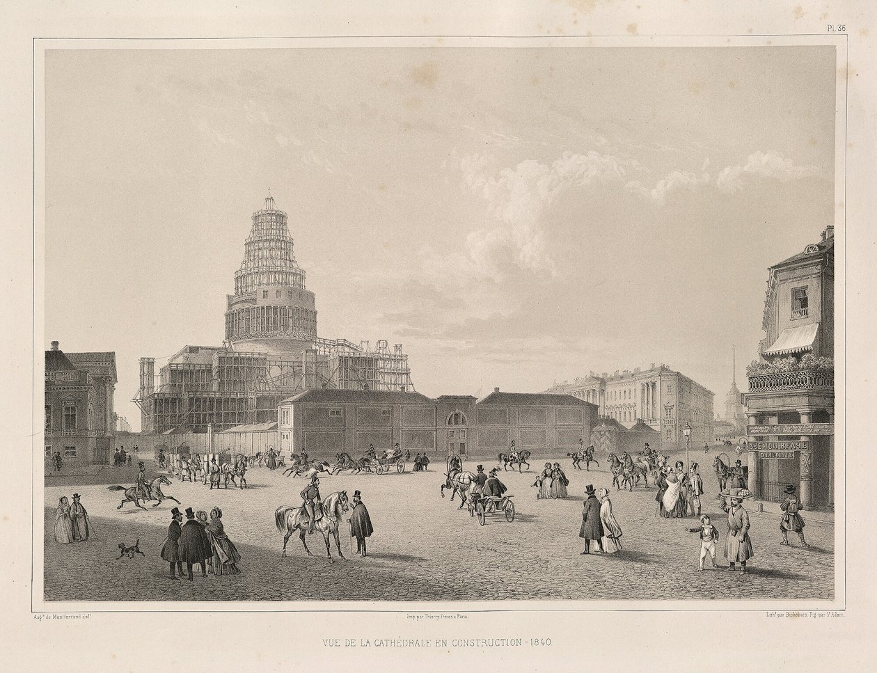 Stavební práce v roce 1838 Od: Stavba katedrály svatého Izáka, 1845 od Auguste de Montferrand