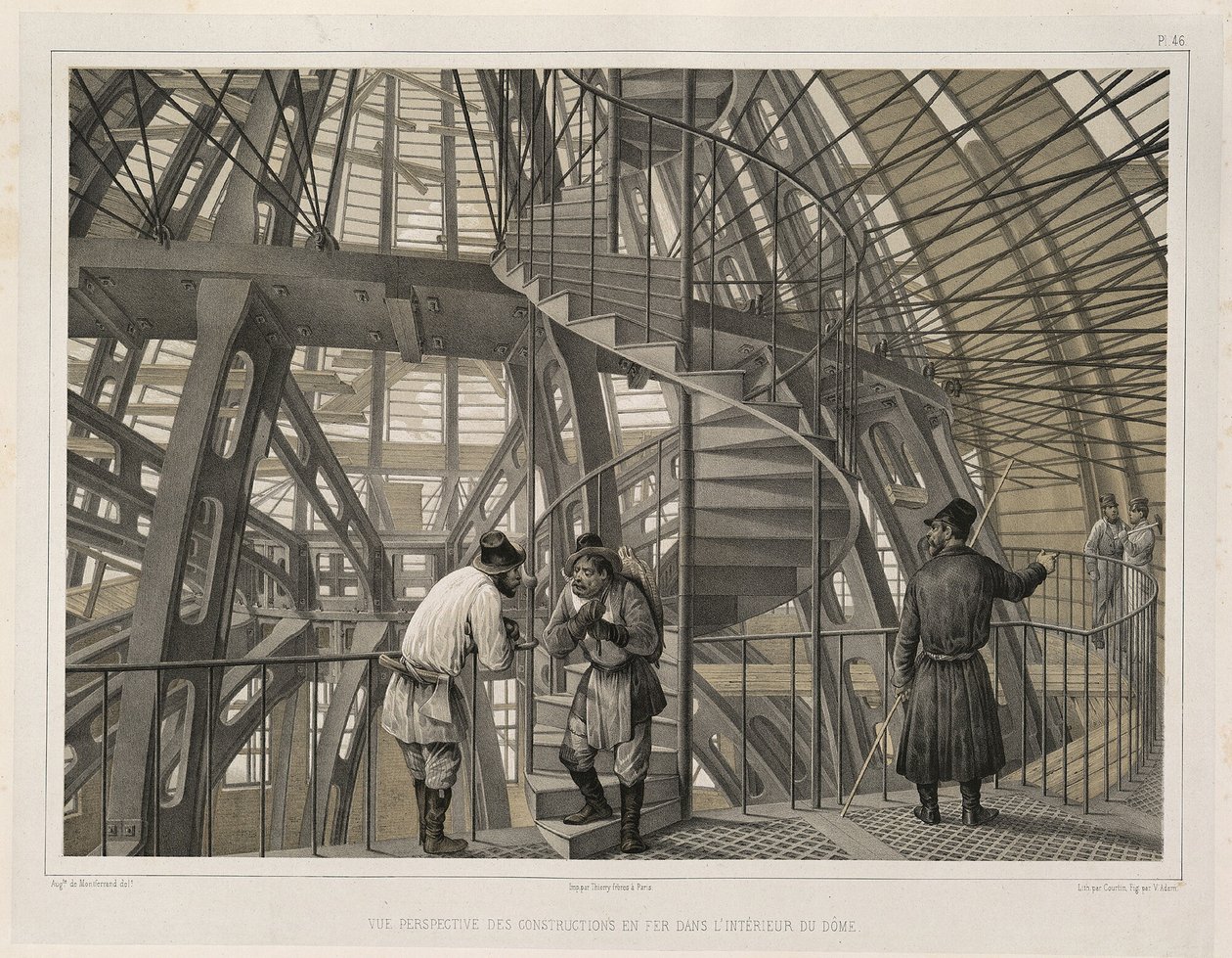Kovová konstrukce uvnitř katedrály Od: Stavba katedrály svatého Izáka, 1845 od Auguste de Montferrand