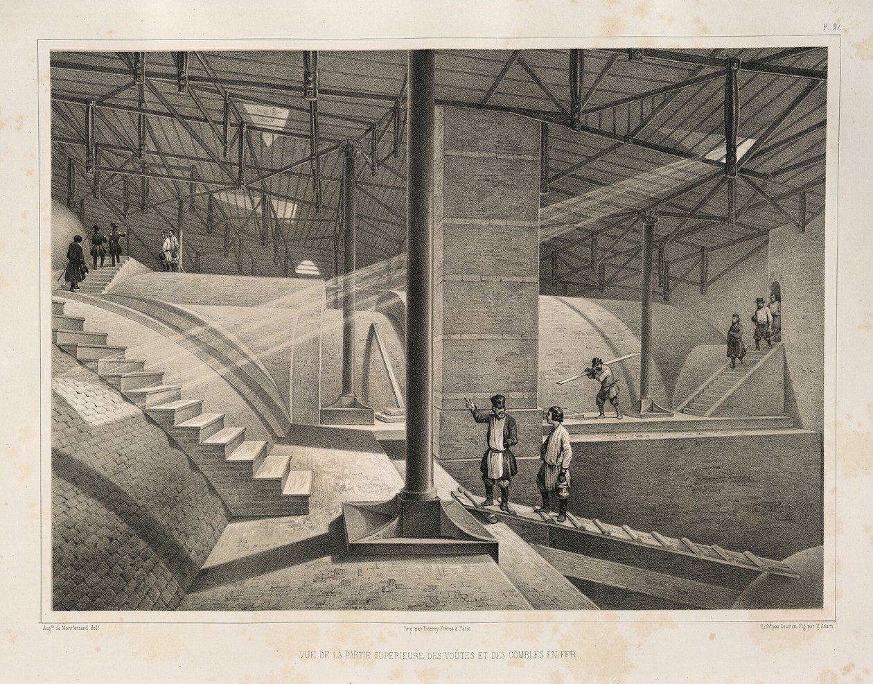 Část oblouku a kovová střecha Z: Stavba katedrály svatého Izáka, 1845 od Auguste de Montferrand
