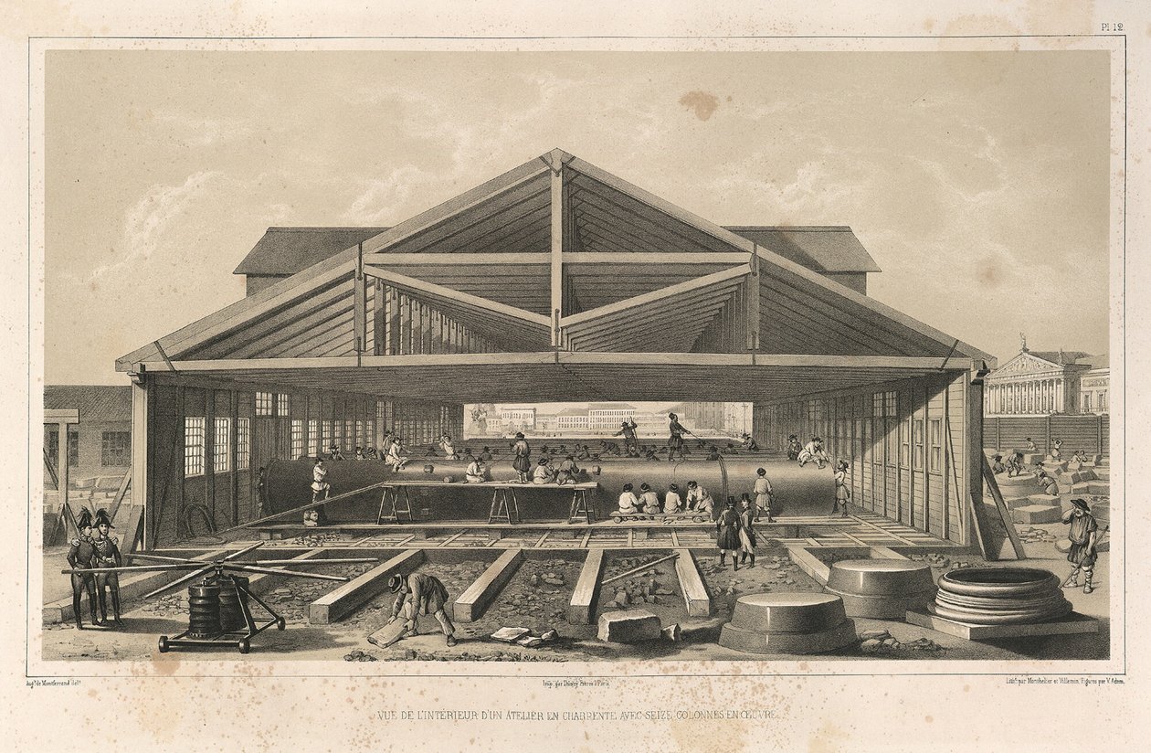 Stone Masons Workshop Od: Stavba katedrály svatého Izáka, 1845 od Auguste de Montferrand