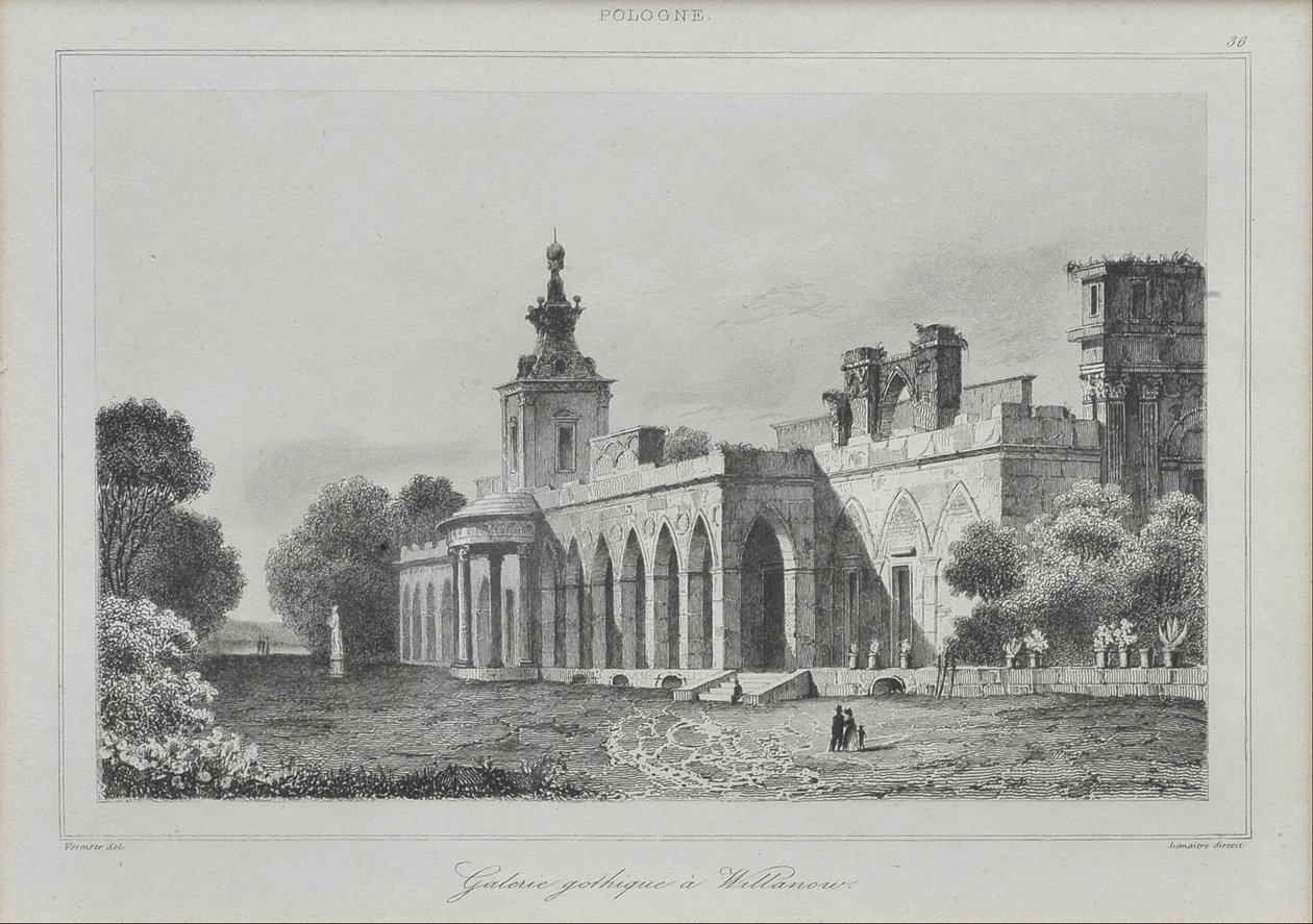 Pohled na gotickou galerii ve paláci Wilanów od Augustin François Lemaitre