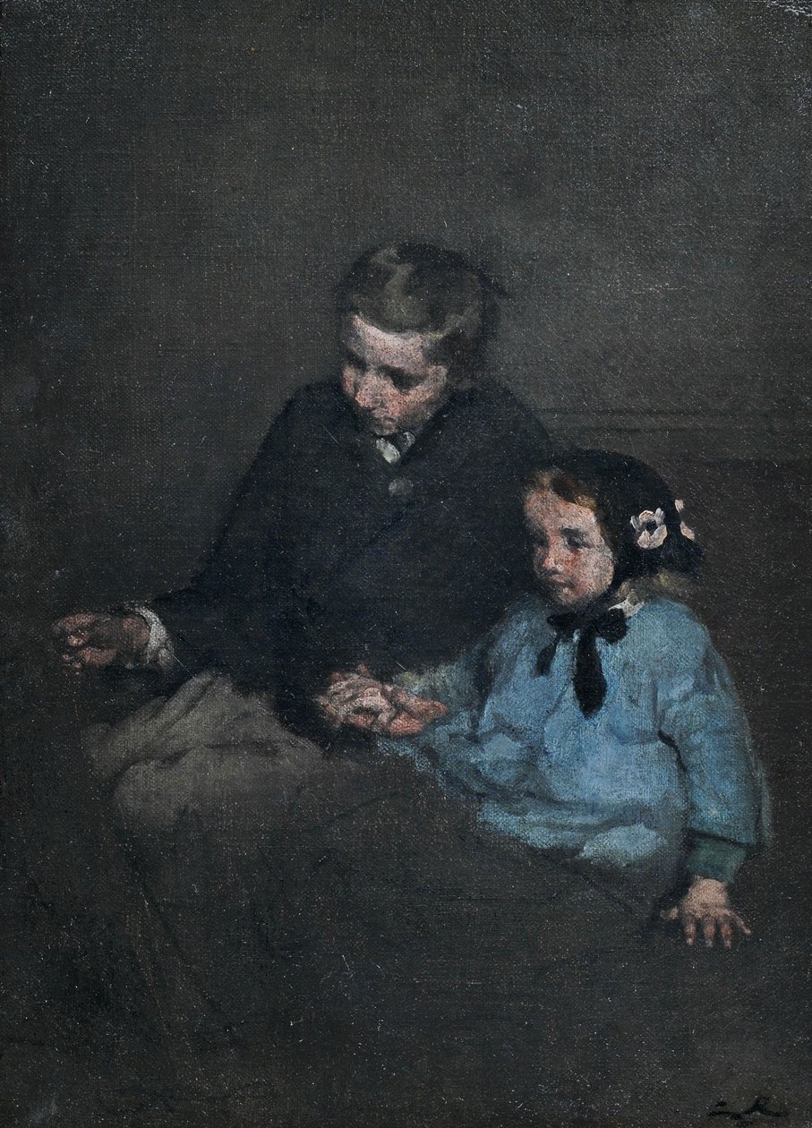 Sourozenecký pár, držící se za ruce od Auguste Theodule Ribot
