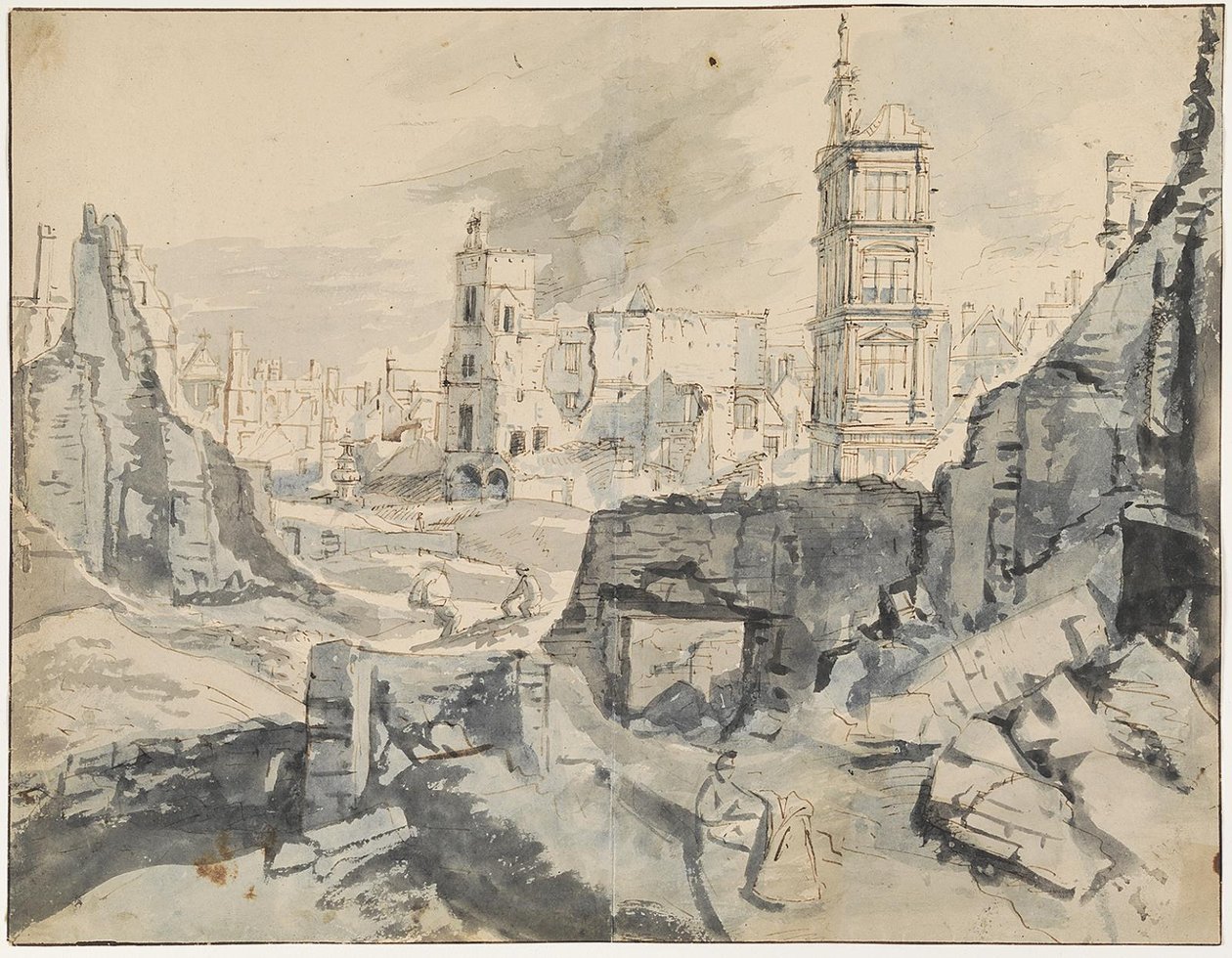 Brusel po bombardování v roce 1695 od Augustin Coppens