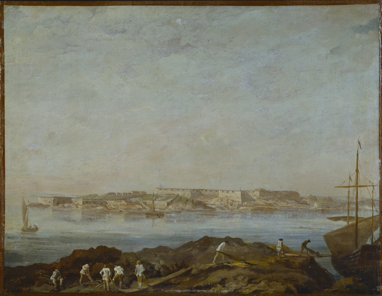 Vue de Sveaborg (ou Suomenlinna, Viapori) (Finsko) - Pohled na Sveaborg, Ehrensvard, Augustin (1710-1772). Olej na plátně. Rozměr: 54 x 69,5 cm. Národní muzeum Stockholm od Augustin Ehrensvard