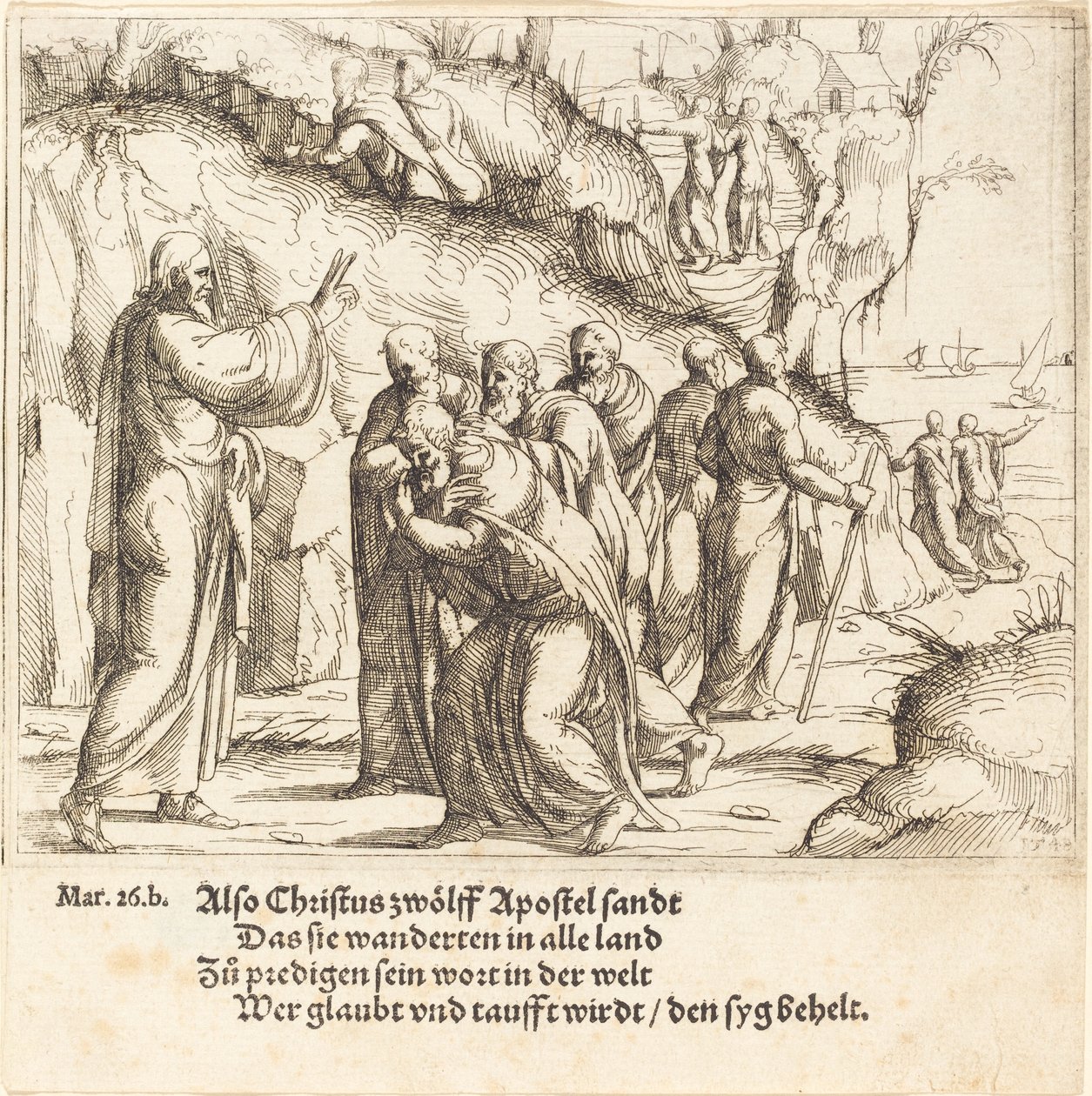 Kristus nařizuje apoštolům jejich poslání, 1548. od Augustin Hirschvogel