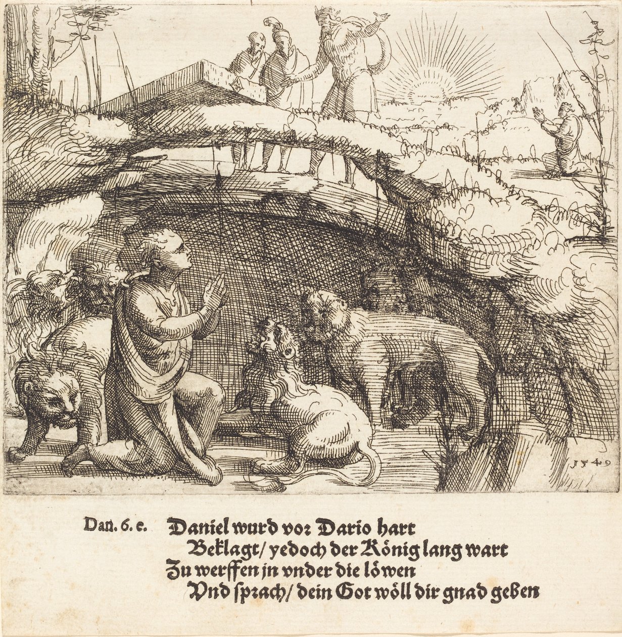 Daniel v jámě lvové od Augustin Hirschvogel