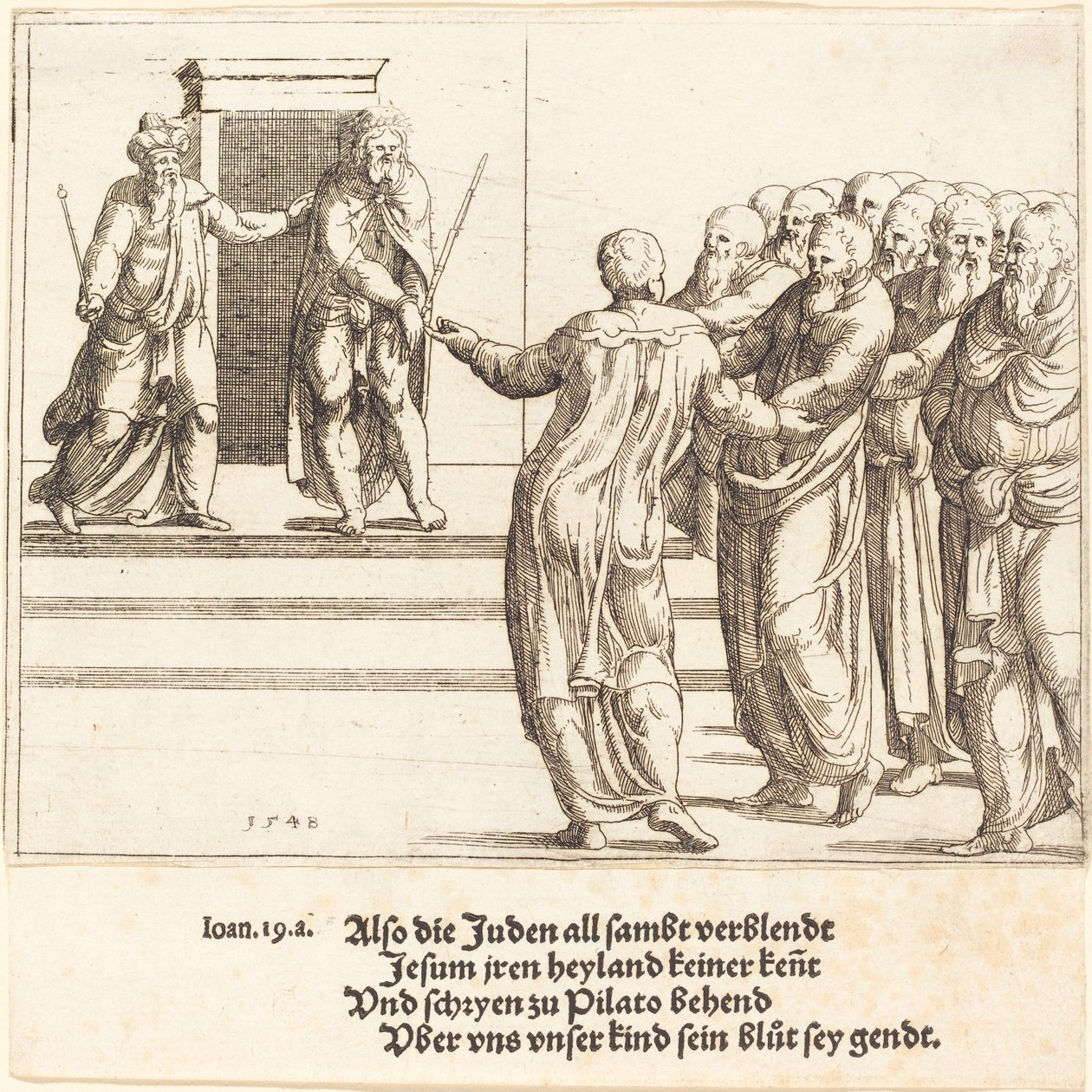 Ecce Homo a Židé popírají Krista, 1548. od Augustin Hirschvogel