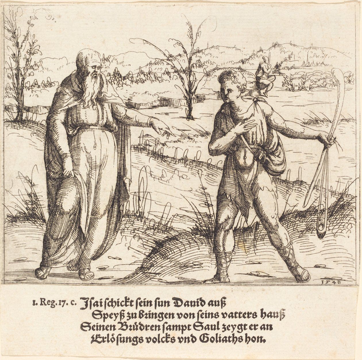 Jesse posílá Davida svým bratrům a Saulovi, 1548. od Augustin Hirschvogel