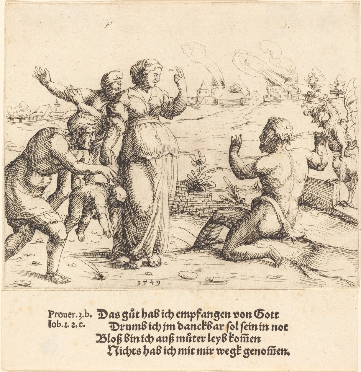 Job se dozvídá o svém neštěstí, 1549. od Augustin Hirschvogel
