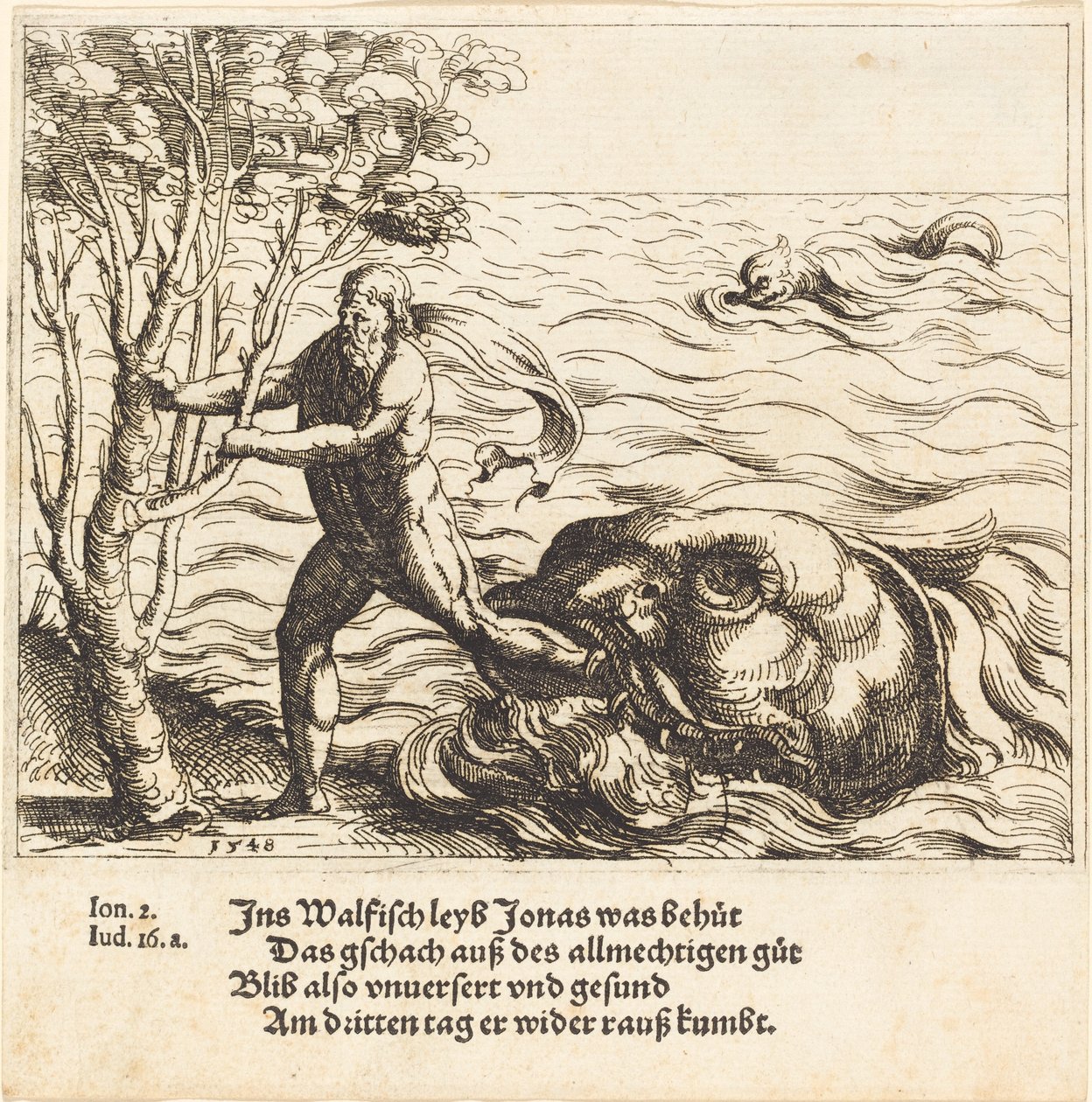 Jonah je vysvobozen z velryby, 1548. od Augustin Hirschvogel