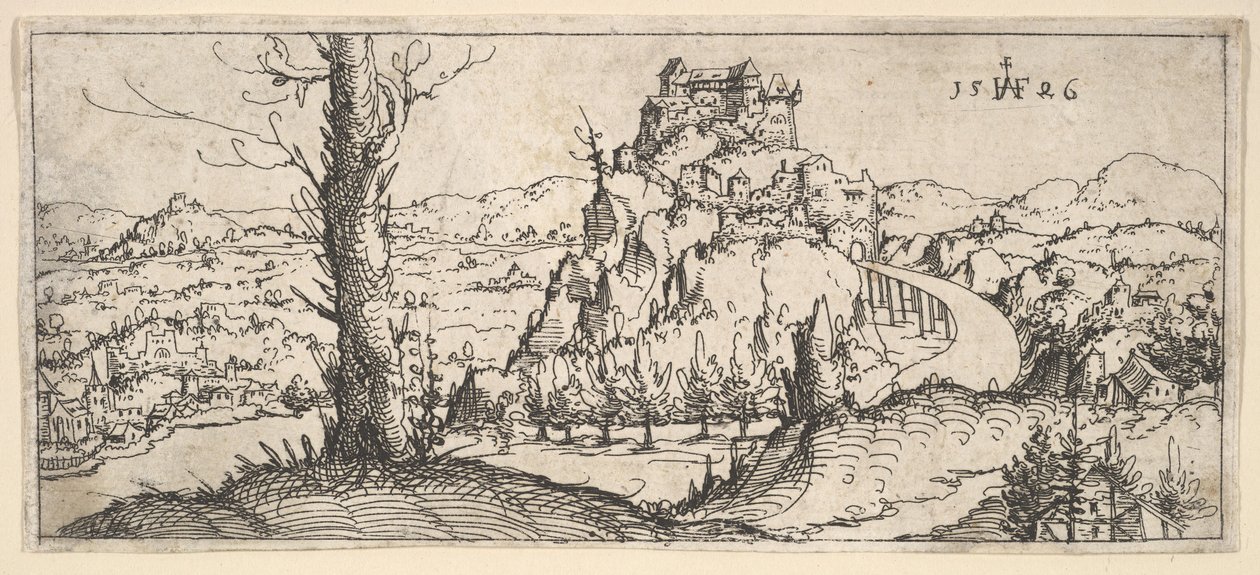 Krajina s vysokými skalami a pevnostmi, 1546. od Augustin Hirschvogel
