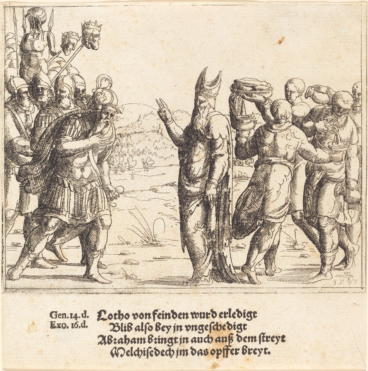 Melchizedek s chlebem a vínem, 1547. od Augustin Hirschvogel