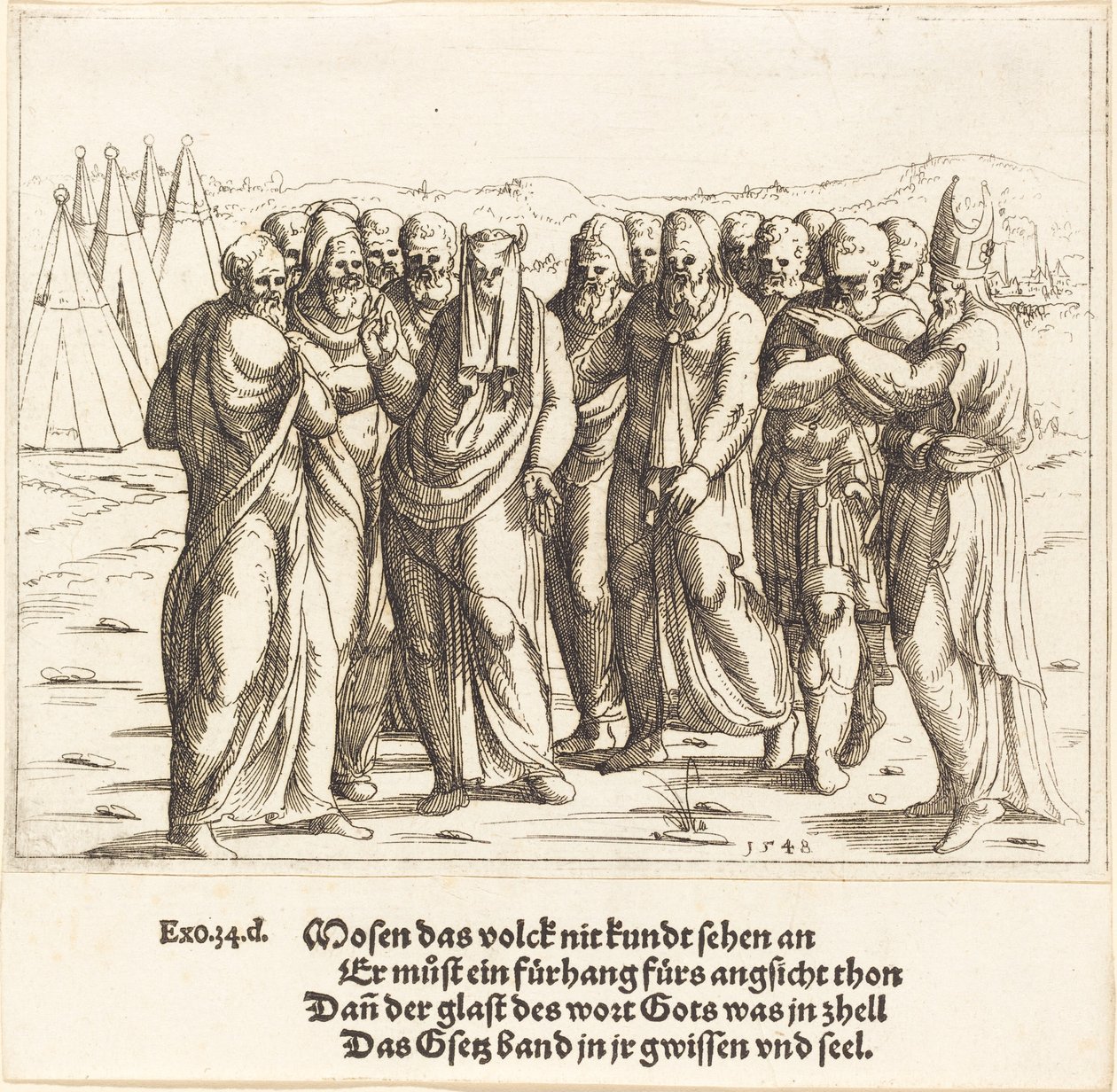 Mojžíš mluví k dětem Izraele, 1548. od Augustin Hirschvogel