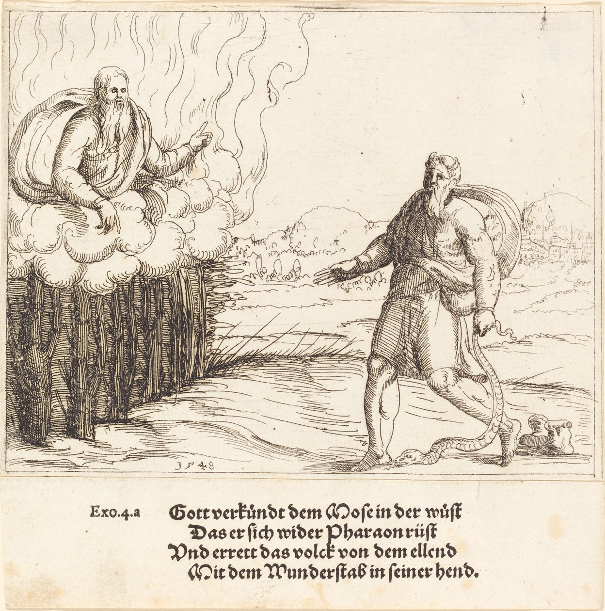 Mojžíš a had od Augustin Hirschvogel