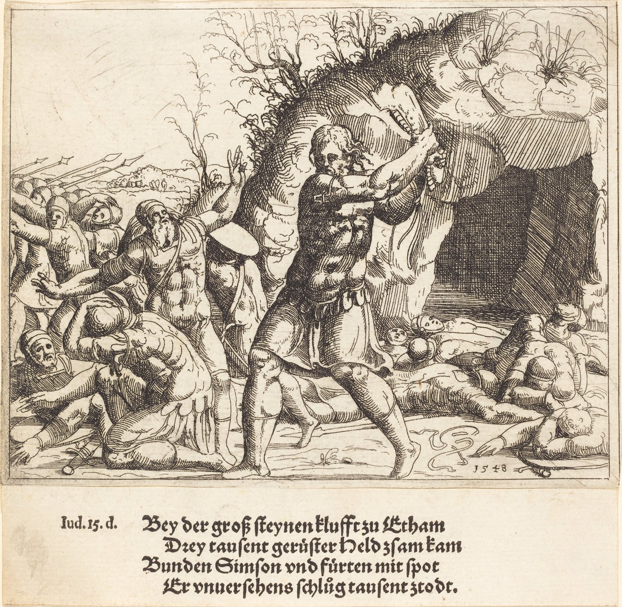 Samson zabíjí Filištíny od Augustin Hirschvogel