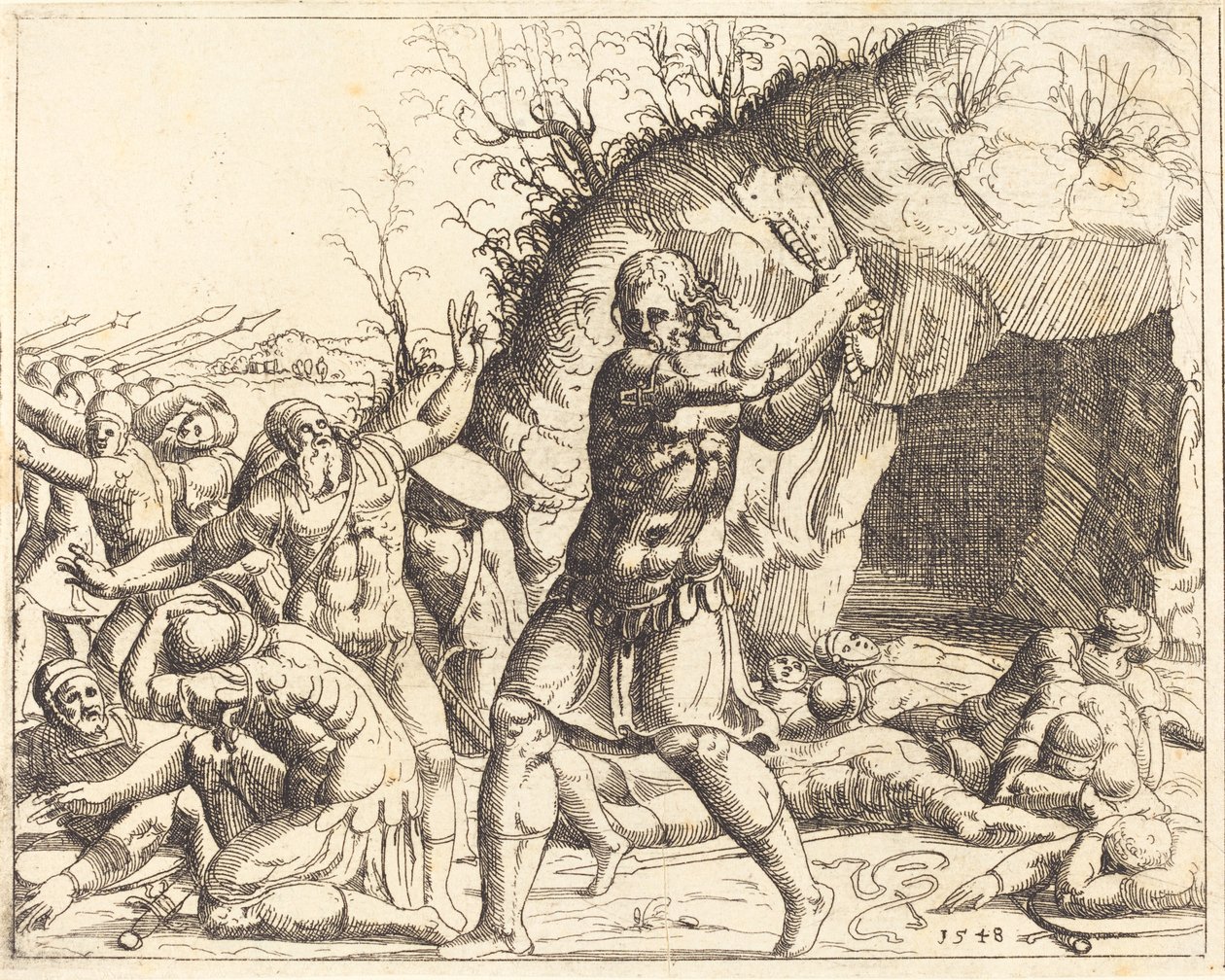 Samson zabíjí Filištíny od Augustin Hirschvogel