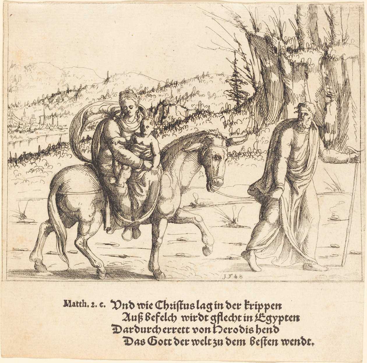 Útěk do Egypta, 1548. od Augustin Hirschvogel