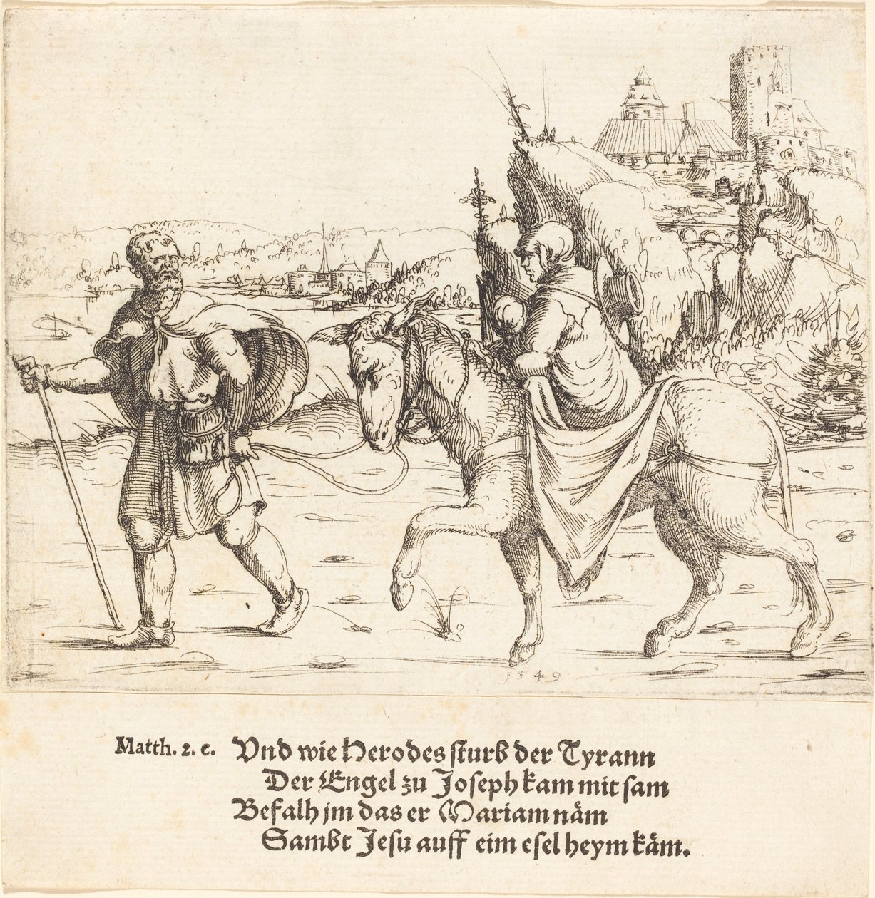 Svatá rodina se vrací z Egypta, 1549. od Augustin Hirschvogel