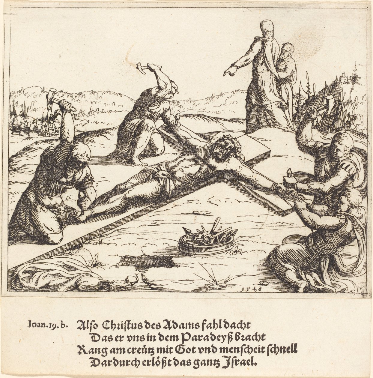 Přibíjení na kříž, 1548. od Augustin Hirschvogel