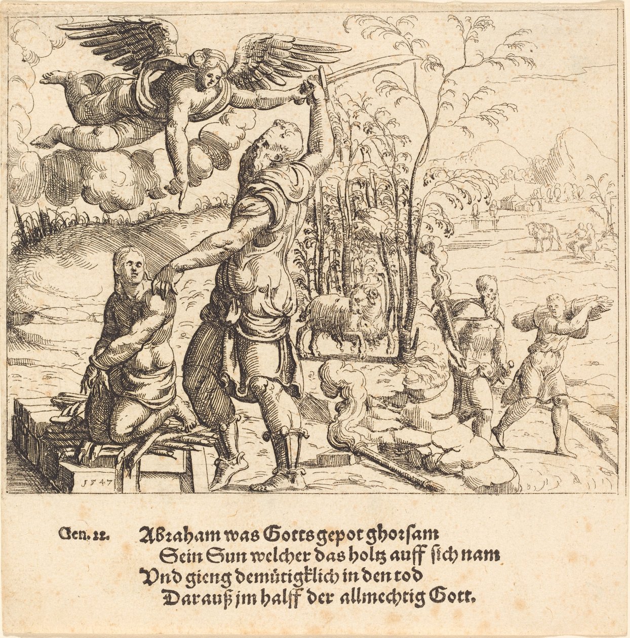 Obětování Izáka, 1547. od Augustin Hirschvogel