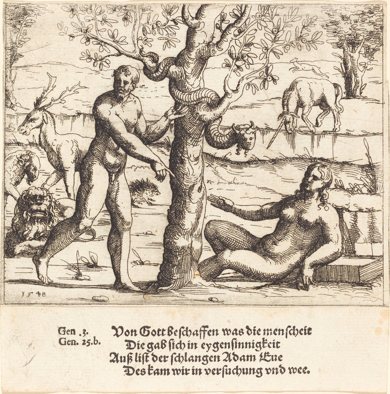 Pokušení Evy, 1548. od Augustin Hirschvogel