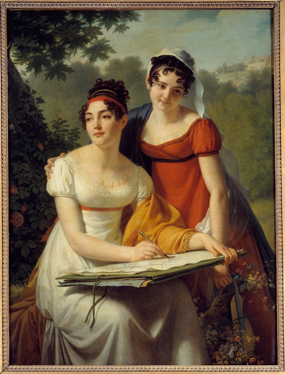 Portrét dam Duval. Obraz od Jacquese Augustina Catherine (Jacques-Augustin-Catherine) Pajou (1766-1828) od Augustin Pajou