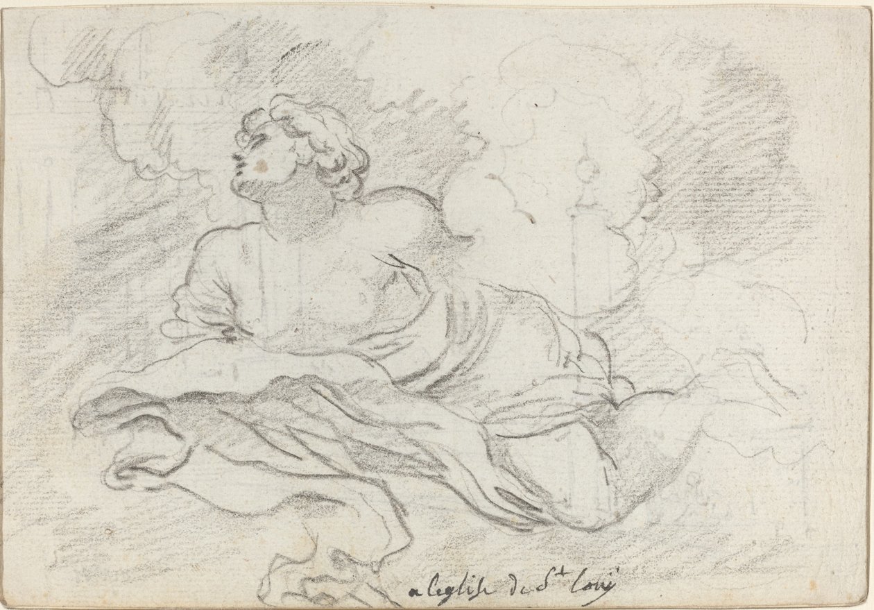 Anděl z Nanebevzetí [recto] od Augustin Pajou after Charles Mellin